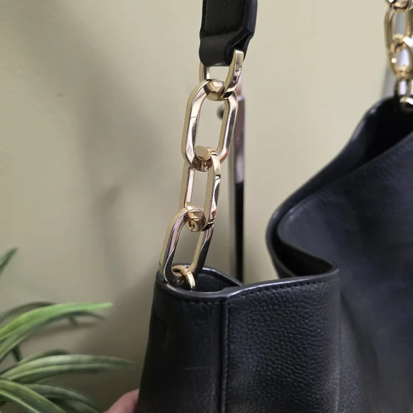 Tory BurchBritten Black Leather Hobo Bag